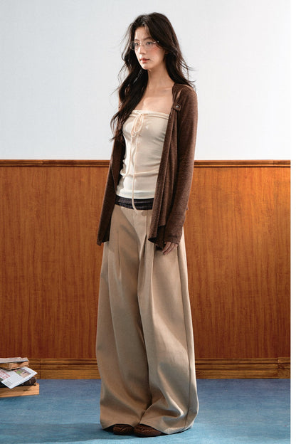 Knit Tie-Up Tube Cardigan Set-Up