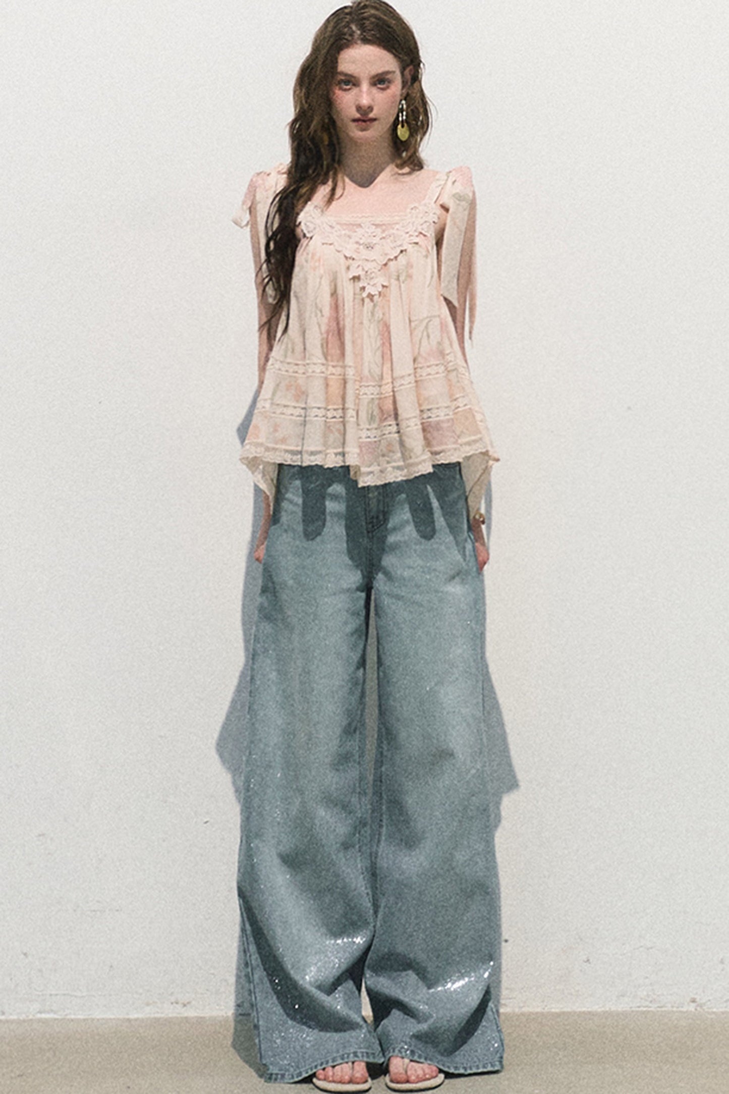 Acetate Linen Backless Camisole Set-Up
