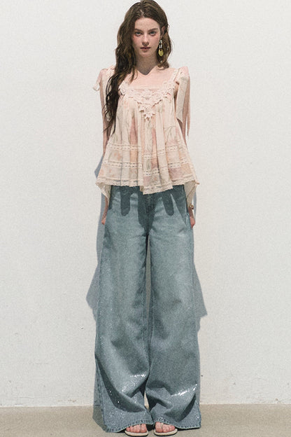 Acetate Linen Backless Camisole Set-Up