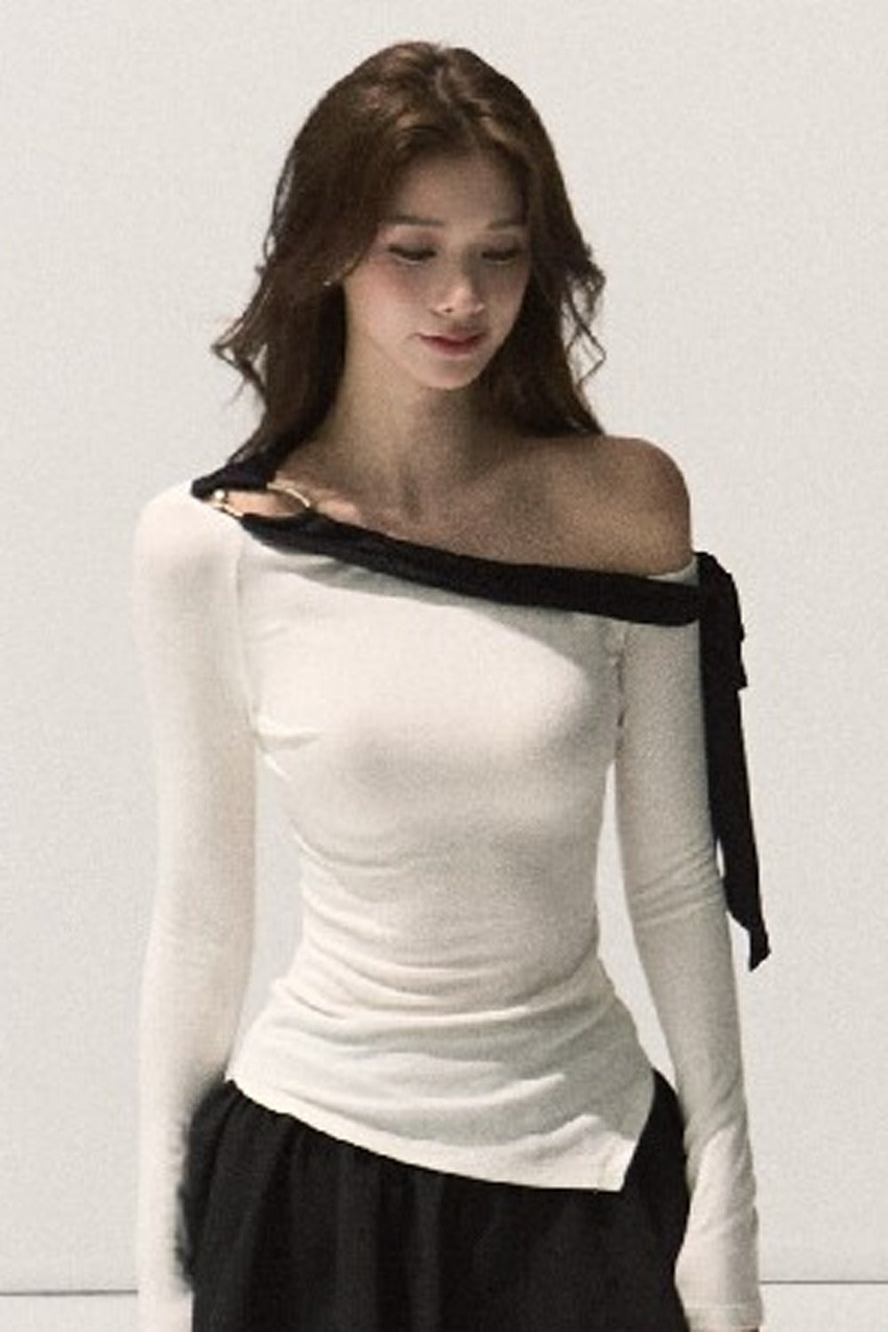 Off-Shoulder Wool Knit Top