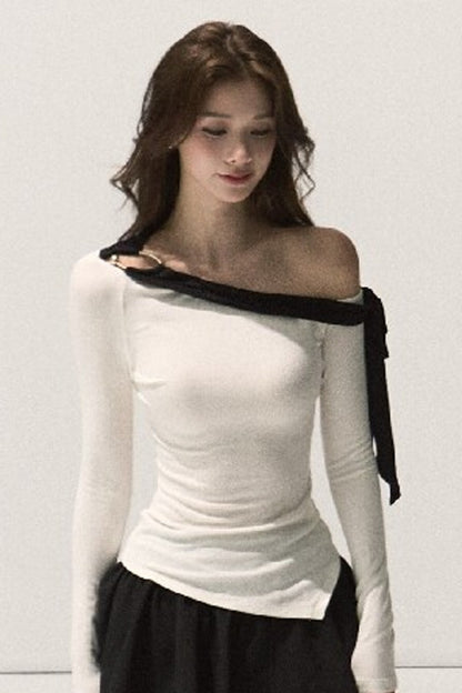 Off-Shoulder Wool Knit Top