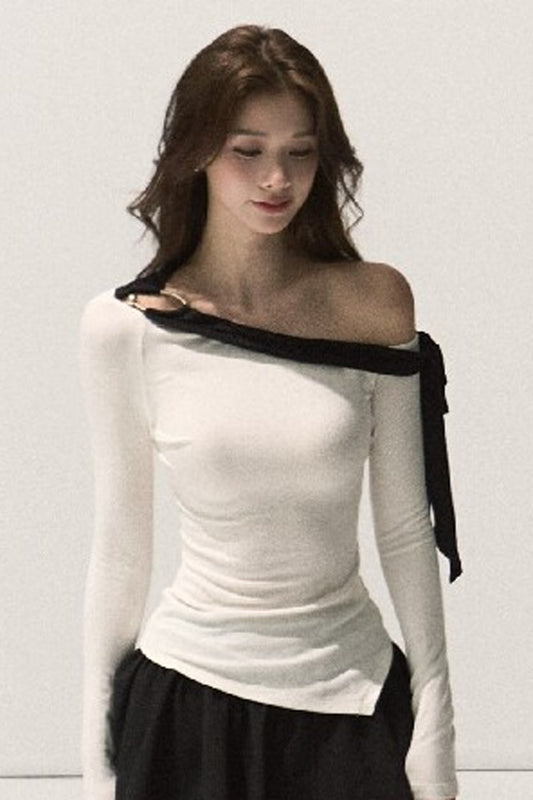Off-Shoulder Wool Knit Top