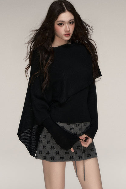 Weiches Windcape-Pullover-Strickoberteil