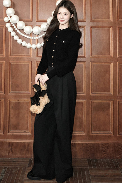 Low-Waisted Wide-Leg Trousers