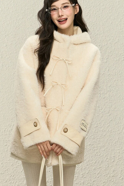 Plush Hooded Coat and Pants Set-Up