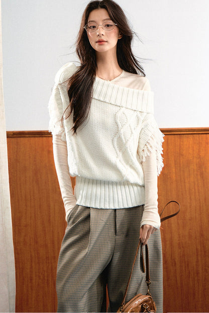Korean Slanted Shoulder Sweater