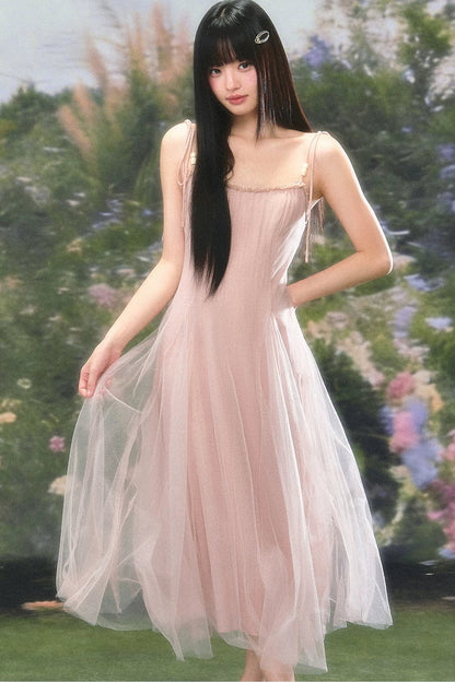 Atmospheric Pink Mesh Dress