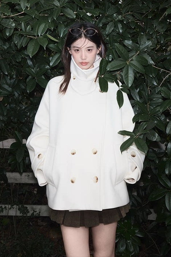 Two-Way Double-Breasted Wool Jacket