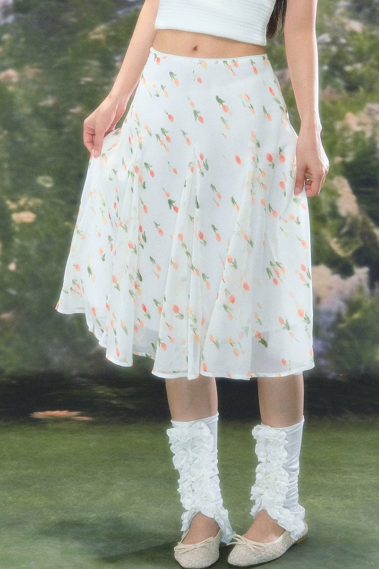 French Floral Chiffon Skirt