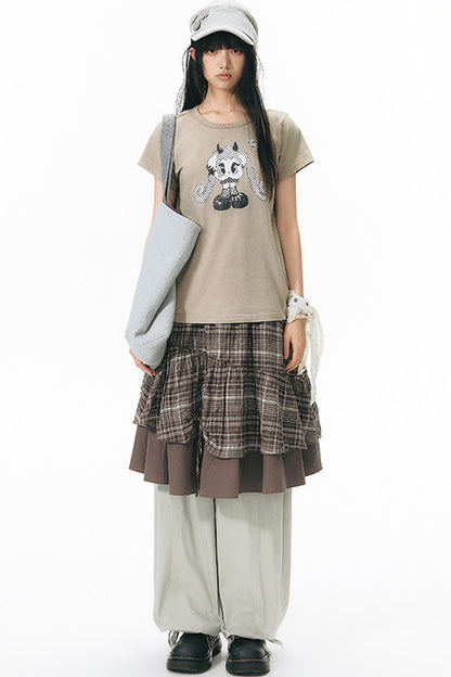 Patchwork Waistband Pocket Wide-Leg Cargo Pants