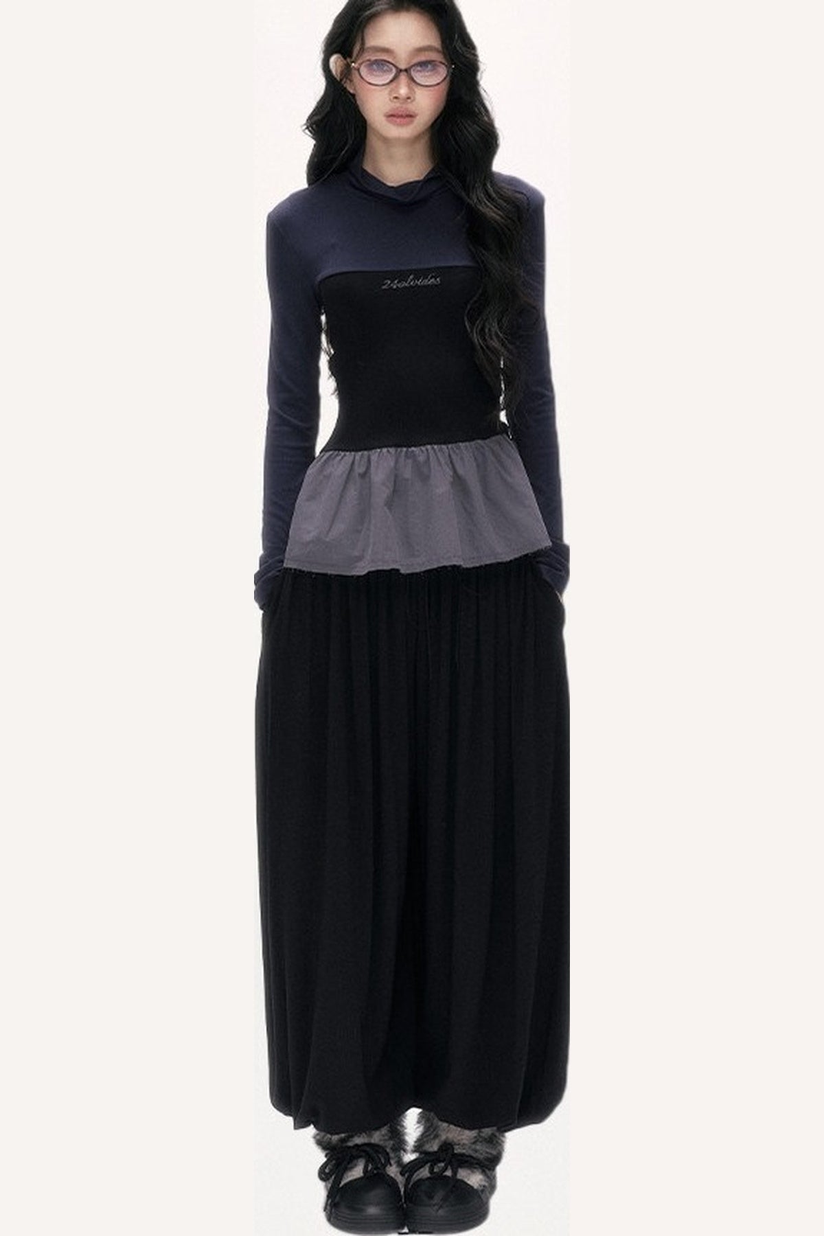 Tencel Wool Layered-Look Top and Lantern Pants Set-Up