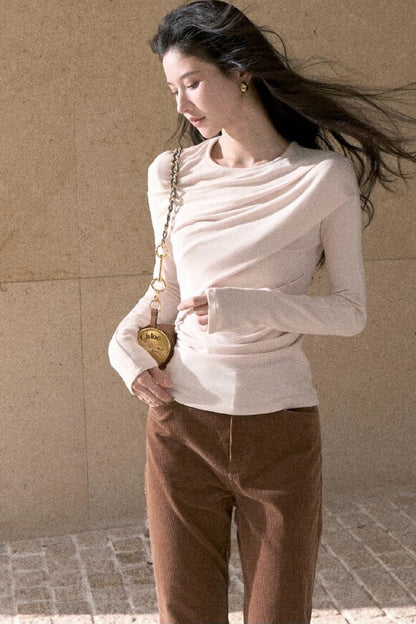 Asymmetrical Tidal Marsh Vein Knit Top