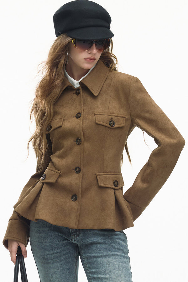 Loose Suede Long Sleeve Jacket