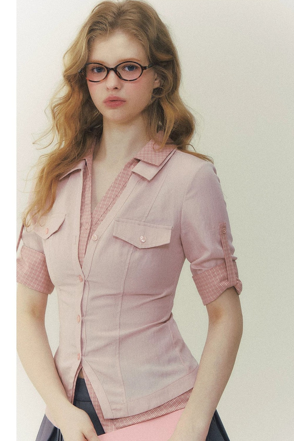 Kariertes Patchwork-Polo-Hemd
