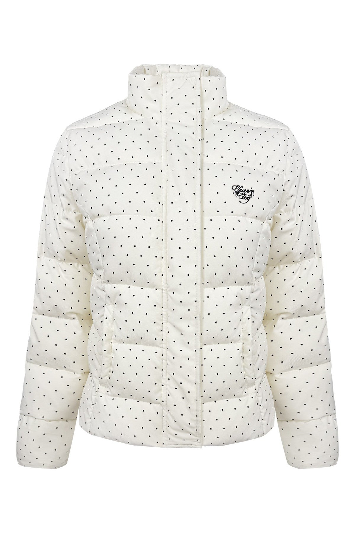 Polka Dot Puffy Jacket and Bell Bottom Pants Set-Up