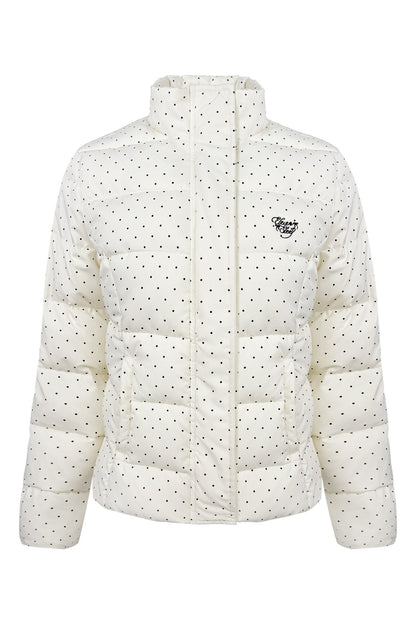 Polka Dot Puffy Jacket and Bell Bottom Pants Set-Up