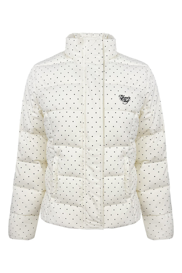 Polka Dot Puffy Jacket and Bell Bottom Pants Set-Up