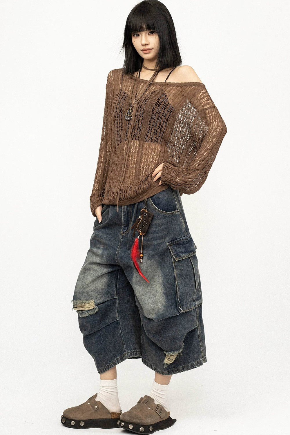 Sheer Mesh Knit Sweater