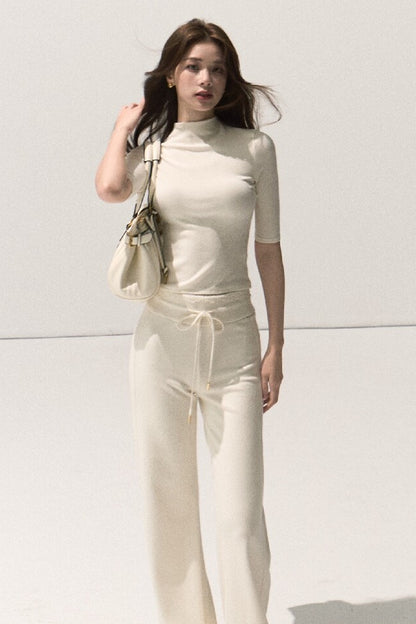 Wool Half-High Collar Knit Top