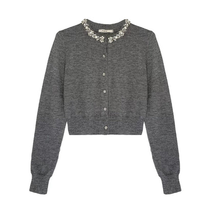 Diamond Knit Cardigan Suede Skirt Set-Up