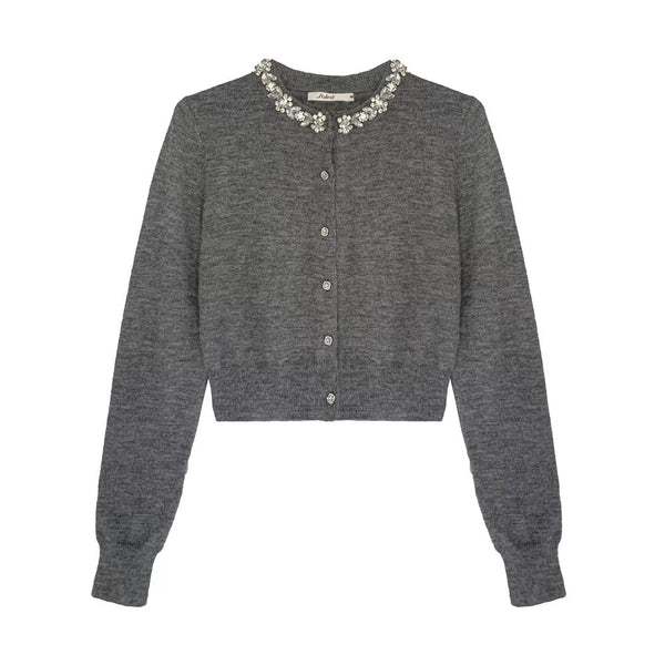 Diamond Knit Cardigan Suede Skirt Set-Up