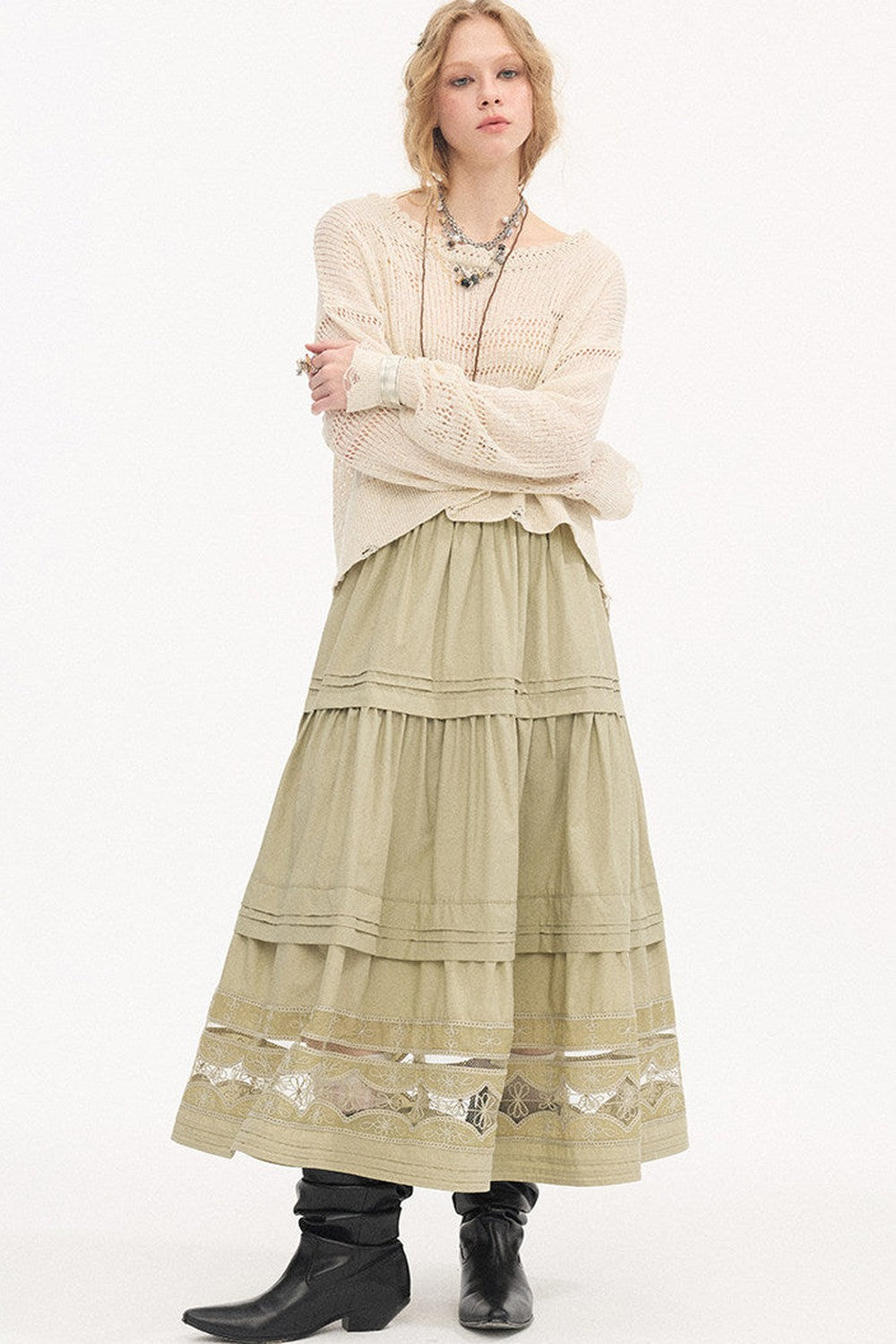 Elegant Lace A-Line Skirt