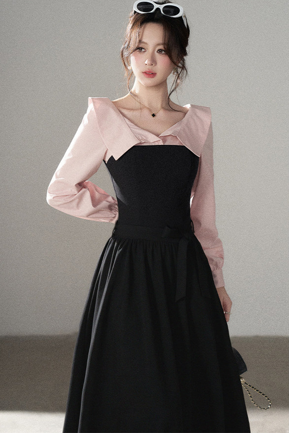 Black Flared Shirt Dress