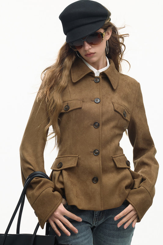 Loose Suede Long Sleeve Jacket