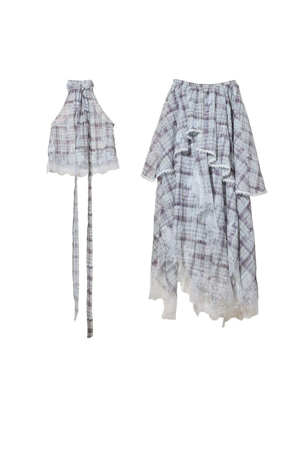 Bohemian Lace Plaid Two-Piece Set