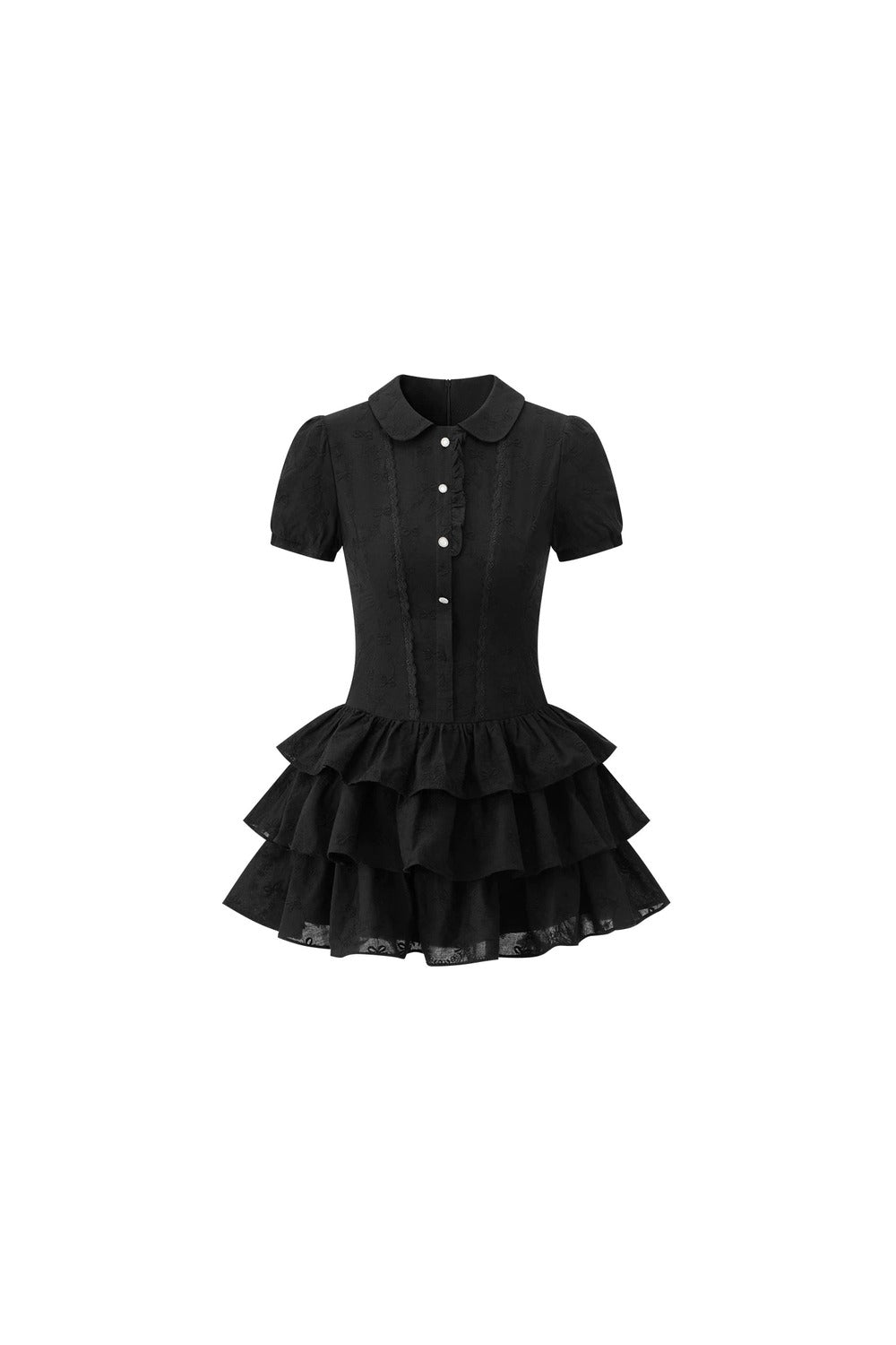 College Style Puff Sleeve Shirt Dress
