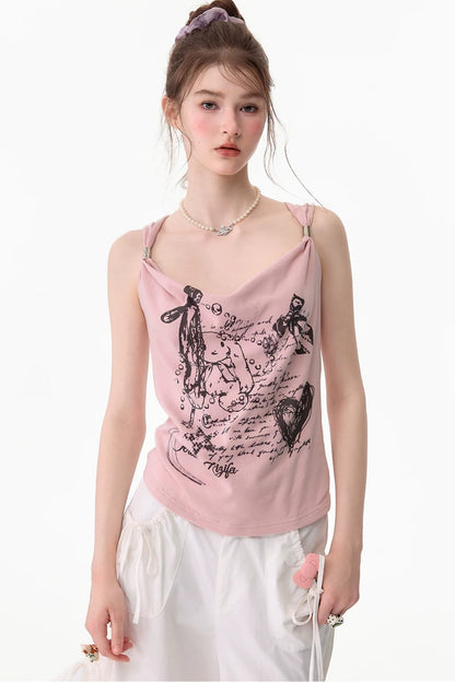 Retro Atmosphere Swing-Neck Camisole