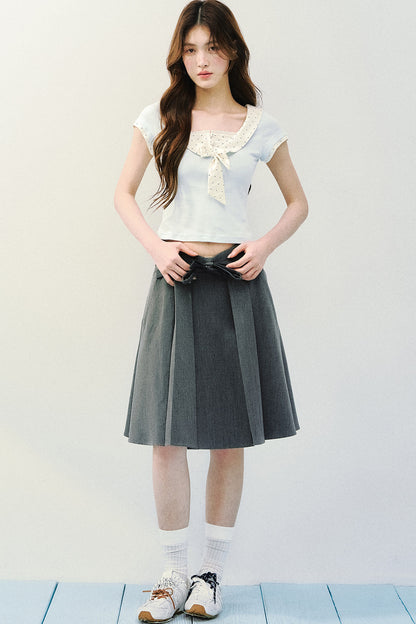 Asymmetrical Pleated Midi Skirt