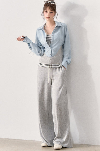 Relaxed Knit Wide Leg Pants and Shirt Set