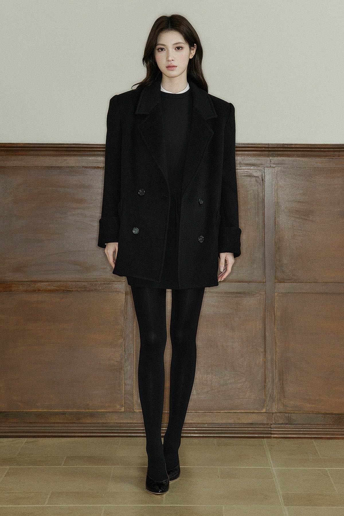 Pure Wool Notched Lapel Coat