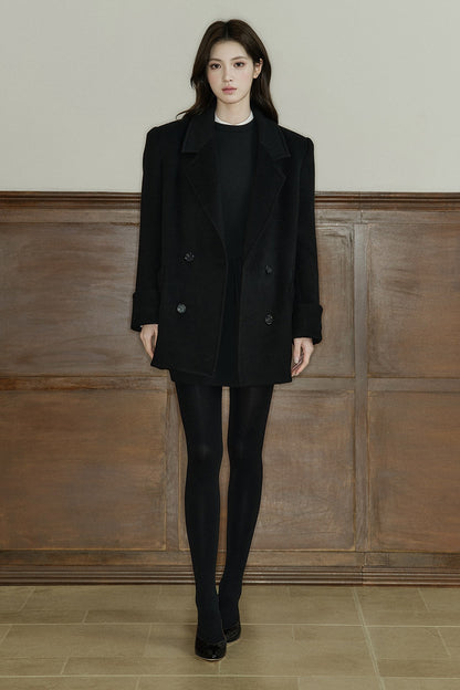 Pure Wool Notched Lapel Coat