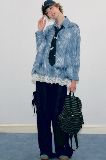 High-Waisted Bow Pocket Wide-Leg Pants