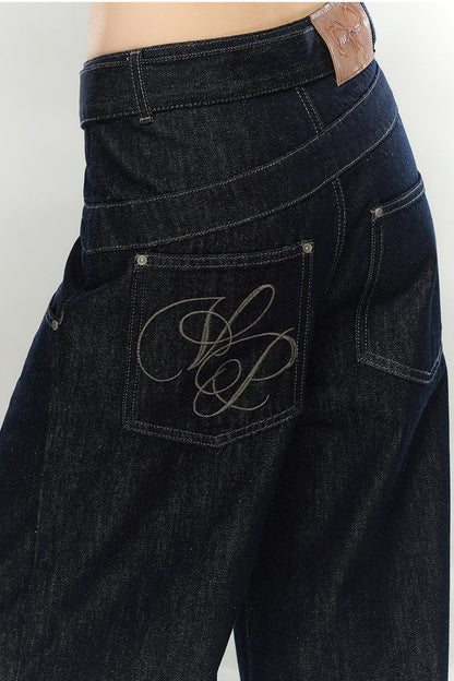 Three-Dimensional Embroidery Denim Pants