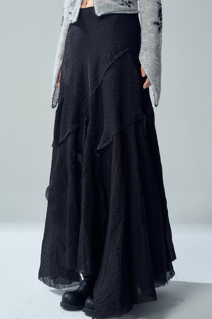 Black Asymmetrical Maxi Skirt