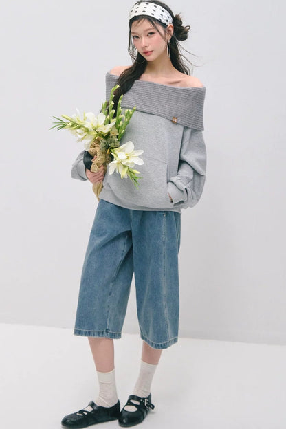 Dekonstruierte 7/8-Hose mit weitem Bein
