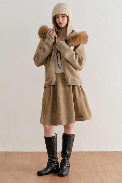 Thick Hooded Zip-Up Knit Cardigan Jacket