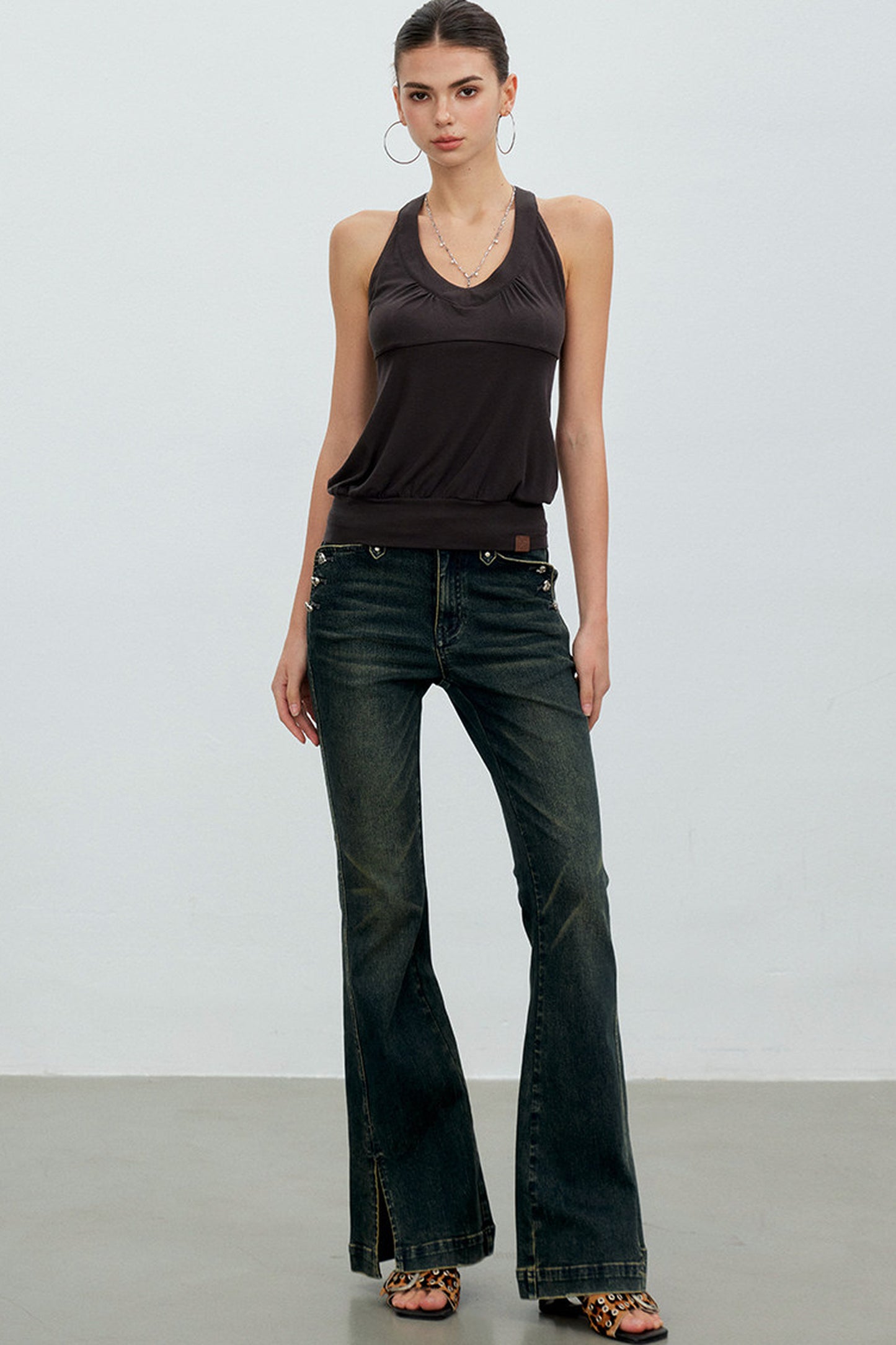 Pleated Racerback Halter Top