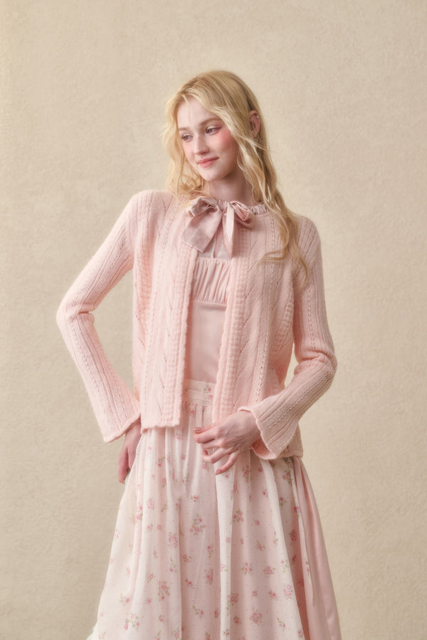 Ribbon Soft Wool Knit Cardigan