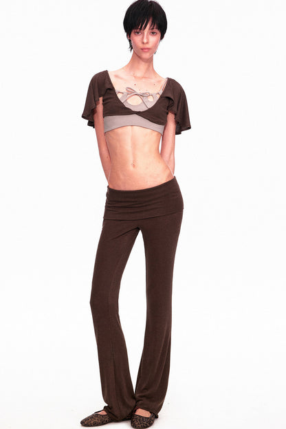 Wool Slightly Flared Cuffed Pants
