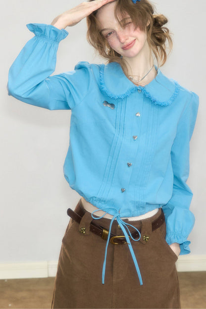 Tassel Doll Collar Short Shirt