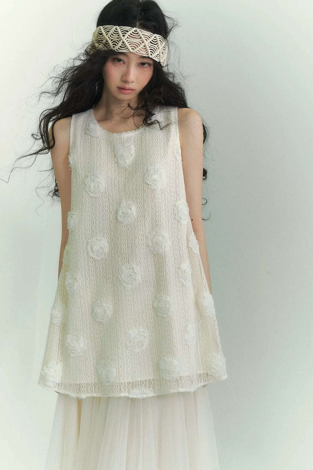 Floral Lace-Up Vest Dress
