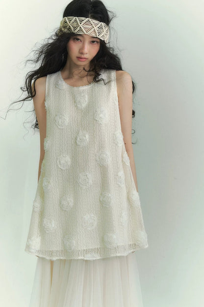 Floral Lace-Up Vest Dress