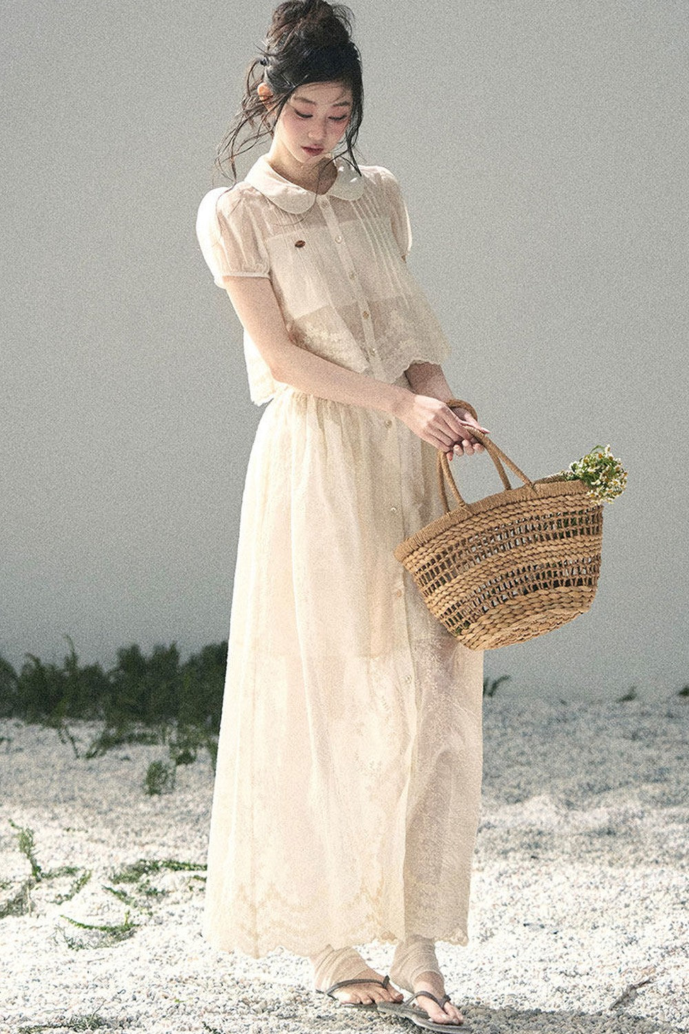 French Floral Lace Two-Piece Set