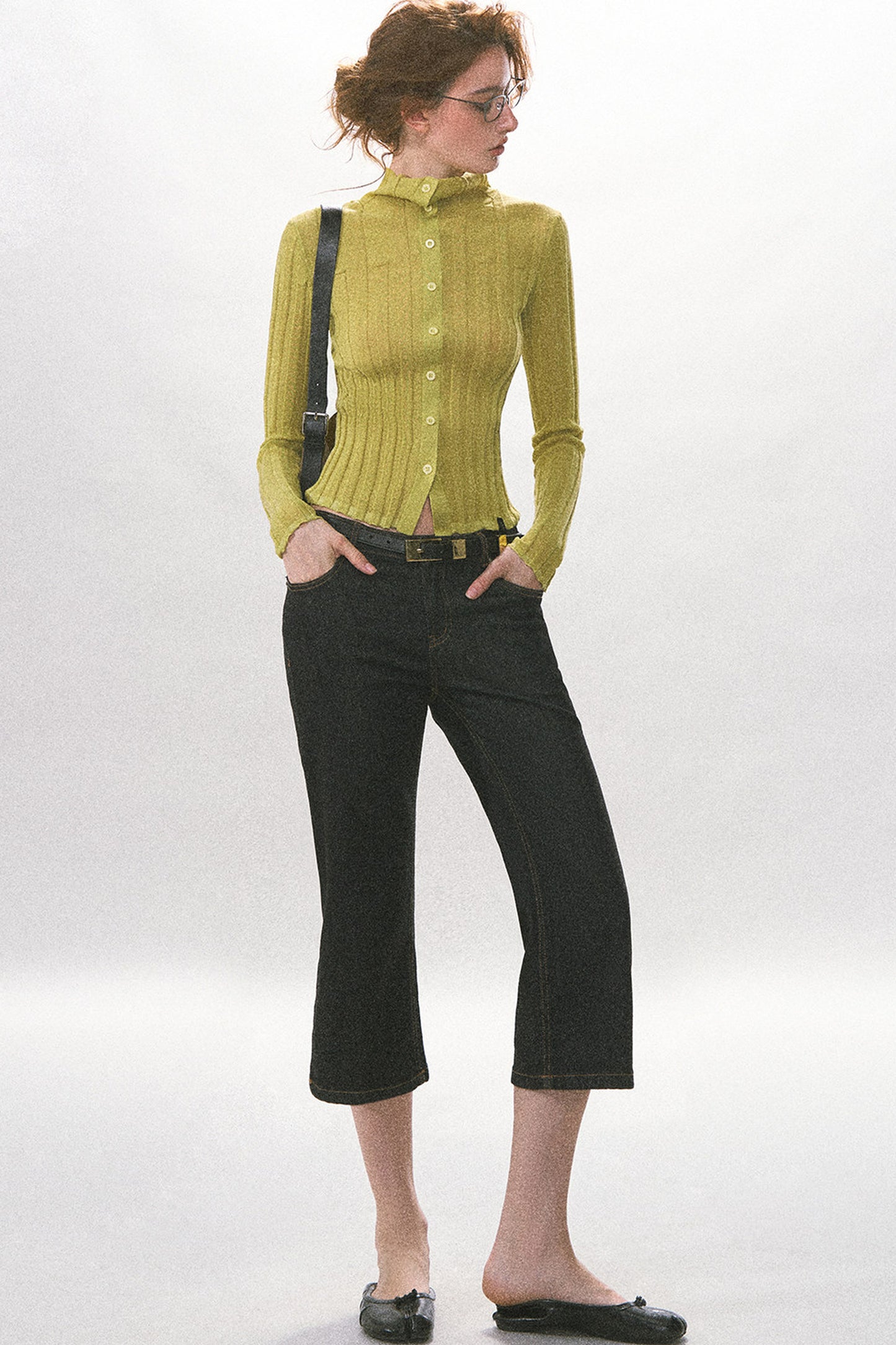 High-Waist Straight-Leg Washed Jeans