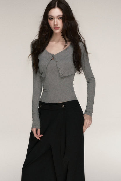 Long-Sleeved Top and Camisole Set