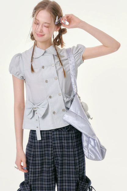 Misty Bow Puff Sleeve Blouse